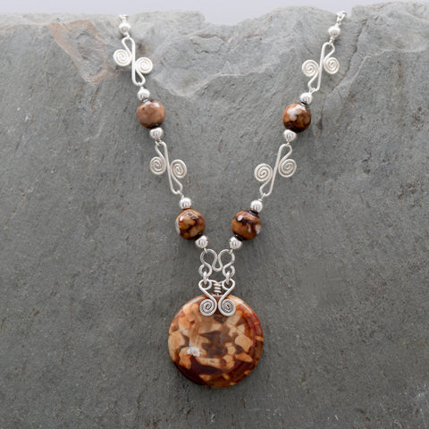 Sisai Coffee Fire Agate Necklace
