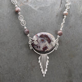 Feathered Crazy Lace Agate Necklace